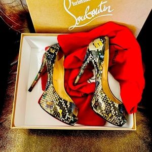 Christian Louboutin Black and Yellow Stiletto Heels
